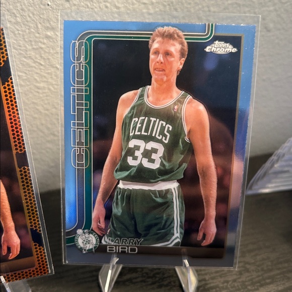 Topps Chrome Boston Celtics Larry Bird Basketball foil and 2 base chrome lot - Picture 4 of 5
